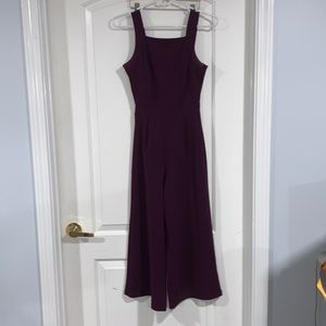 Francesca’s Burgundy Square Neck Cropped Jumpsuit